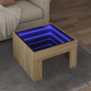 Sofabord med Infinity LED-lys 50x50x30 cm sonoma-eg