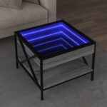 Sofabord med Infinity LED-lys 50x50x38 cm grå sonoma-eg