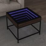 Sofabord med Infinity LED-lys 50x50x41 cm brun egetræsfarve - Kategori: 4 Sofabord med Infinity LED-lys 50x50x41 cm brun egetræsfarve