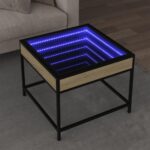 Sofabord med Infinity LED-lys 50x50x41 cm sonoma-eg