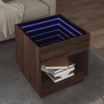 Sofabord med Infinity LED-lys 50x50x50 cm brun egetræsfarve - Kategori: 4 Sofabord med Infinity LED-lys 50x50x50 cm brun egetræsfarve