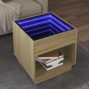 Sofabord med Infinity LED-lys 50x50x50 cm sonoma-eg