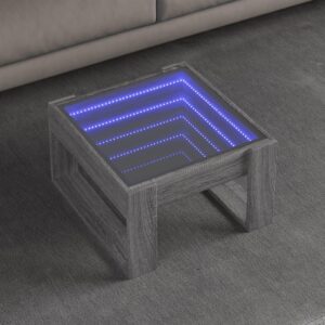 Sofabord med Infinity LED-lys 50x53x30 cm grå sonoma-eg