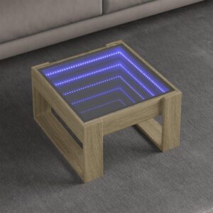 Sofabord med Infinity LED-lys 50x53x30 cm sonoma-eg