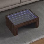 Sofabord med Infinity LED-lys 70x50x30 cm brun egetræsfarve