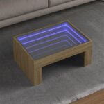 Sofabord med Infinity LED-lys 70x50x30 cm sonoma-eg