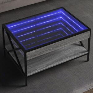 Sofabord med Infinity LED-lys 70x50x38 cm grå sonoma-eg