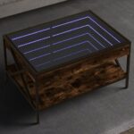 Sofabord med Infinity LED-lys 70x50x38 cm røget egetræsfarve