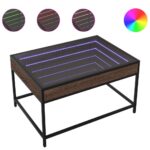 Sofabord med Infinity LED-lys 70x50x41 cm brun egetræsfarve - Kategori: 4 Sofabord med Infinity LED-lys 70x50x41 cm brun egetræsfarve