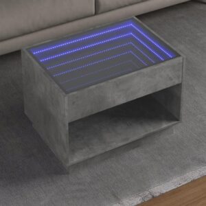 Sofabord med Infinity LED-lys 70x50x50 cm betongrå