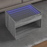 Sofabord med Infinity LED-lys 70x50x50 cm grå sonoma-eg