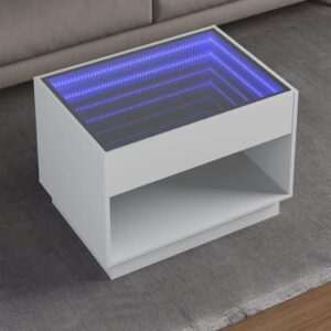 Sofabord med Infinity LED-lys 70x50x50 cm hvid