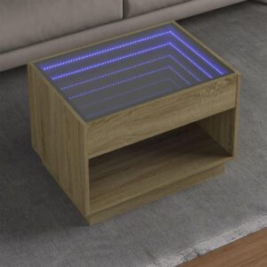 Sofabord med Infinity LED-lys 70x50x50 cm sonoma-eg