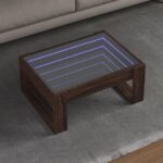 Sofabord med Infinity LED-lys 70x53x30 cm brun egetræsfarve - Kategori: 4 Sofabord med Infinity LED-lys 70x53x30 cm brun egetræsfarve