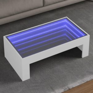 Sofabord med Infinity LED-lys 90x50x30 cm hvid