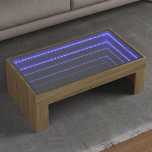 Sofabord med Infinity LED-lys 90x50x30 cm sonoma-eg