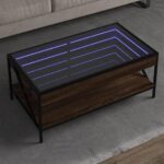 Sofabord med Infinity LED-lys 90x50x38 cm brun egetræsfarve - Kategori: 4 Sofabord med Infinity LED-lys 90x50x38 cm brun egetræsfarve