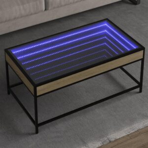 Sofabord med Infinity LED-lys 90x50x41 cm sonoma-eg