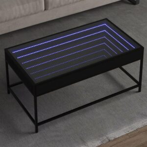 Sofabord med Infinity LED-lys 90x50x41 cm sort