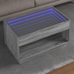 Sofabord med Infinity LED-lys 90x50x50 cm grå sonoma-eg - Kategori: 4 Sofabord med Infinity LED-lys 90x50x50 cm grå sonoma-eg
