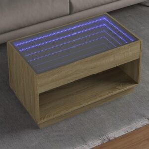 Sofabord med Infinity LED-lys 90x50x50 cm sonoma-eg