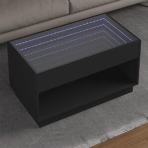 Sofabord med Infinity LED-lys 90x50x50 cm sort