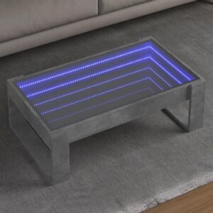 Sofabord med Infinity LED-lys 90x53x30 cm betongrå