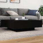Sofabord med LED-lys 100x100x31 cm sort