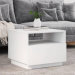 Sofabord med LED-lys 50x49x40 cm hvid - Kategori: 4 Sofabord med LED-lys 50x49x40 cm hvid