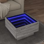 Sofabord med LED-lys 50x50x30 cm konstrueret træ grå sonoma-eg - Kategori: 4 Sofabord med LED-lys 50x50x30 cm konstrueret træ grå sonoma-eg