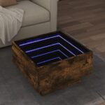Sofabord med LED-lys 50x50x30 cm konstrueret træ røget eg - Kategori: 4 Sofabord med LED-lys 50x50x30 cm konstrueret træ røget eg