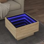 Sofabord med LED-lys 50x50x30 cm konstrueret træ sonoma-eg - Kategori: 4 Sofabord med LED-lys 50x50x30 cm konstrueret træ sonoma-eg