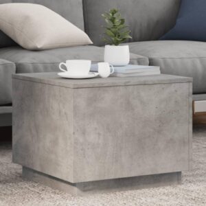 Sofabord med LED-lys 50x50x40 cm betongrå