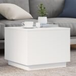 Sofabord med LED-lys 50x50x40 cm hvid - Kategori: 4 Sofabord med LED-lys 50x50x40 cm hvid
