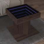 Sofabord med LED-lys 50x50x45 cm konstrueret træ brunt eg - Kategori: 4 Sofabord med LED-lys 50x50x45 cm konstrueret træ brunt eg