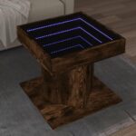 Sofabord med LED-lys 50x50x45 cm konstrueret træ røget eg - Kategori: 4 Sofabord med LED-lys 50x50x45 cm konstrueret træ røget eg