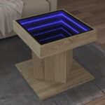 Sofabord med LED-lys 50x50x45 cm konstrueret træ sonoma-eg - Kategori: 4 Sofabord med LED-lys 50x50x45 cm konstrueret træ sonoma-eg