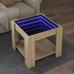 Sofabord med LED-lys 53x53x45 cm konstrueret træ sonoma-eg - Kategori: 4 Sofabord med LED-lys 53x53x45 cm konstrueret træ sonoma-eg