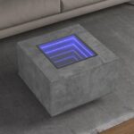 Sofabord med LED-lys 60x60x40 cm konstrueret træ betongrå - Kategori: 4 Sofabord med LED-lys 60x60x40 cm konstrueret træ betongrå