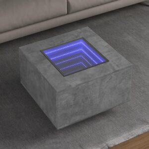 Sofabord med LED-lys 60x60x40 cm konstrueret træ betongrå