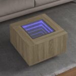 Sofabord med LED-lys 60x60x40 cm konstrueret træ sonoma-eg - Kategori: 4 Sofabord med LED-lys 60x60x40 cm konstrueret træ sonoma-eg