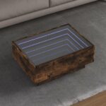 Sofabord med LED-lys 70x50x30 cm konstrueret træ røget eg - Kategori: 4 Sofabord med LED-lys 70x50x30 cm konstrueret træ røget eg