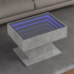 Sofabord med LED-lys 70x50x45 cm konstrueret træ betongrå - Kategori: 4 Sofabord med LED-lys 70x50x45 cm konstrueret træ betongrå
