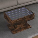 Sofabord med LED-lys 70x50x45 cm konstrueret træ røget eg - Kategori: 4 Sofabord med LED-lys 70x50x45 cm konstrueret træ røget eg
