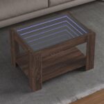 Sofabord med LED-lys 73x53x45 cm konstrueret træ brunt eg - Kategori: 4 Sofabord med LED-lys 73x53x45 cm konstrueret træ brunt eg