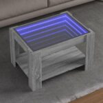 Sofabord med LED-lys 73x53x45 cm konstrueret træ grå sonoma-eg - Kategori: 4 Sofabord med LED-lys 73x53x45 cm konstrueret træ grå sonoma-eg