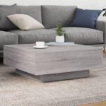 Sofabord med LED-lys 80x80x31 cm grå sonoma-eg - Kategori: 4 Sofabord med LED-lys 80x80x31 cm grå sonoma-eg