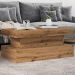 Sofabord med LED-lys 90x50x40 cm kunsteg - Kategori: 4 Sofabord med LED-lys 90x50x40 cm kunsteg