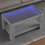 Sofabord med LED-lys 93x53x45 cm konstrueret træ grå sonoma-eg - Kategori: 4 Sofabord med LED-lys 93x53x45 cm konstrueret træ grå sonoma-eg
