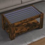Sofabord med LED-lys 93x53x45 cm konstrueret træ røget eg - Kategori: 4 Sofabord med LED-lys 93x53x45 cm konstrueret træ røget eg